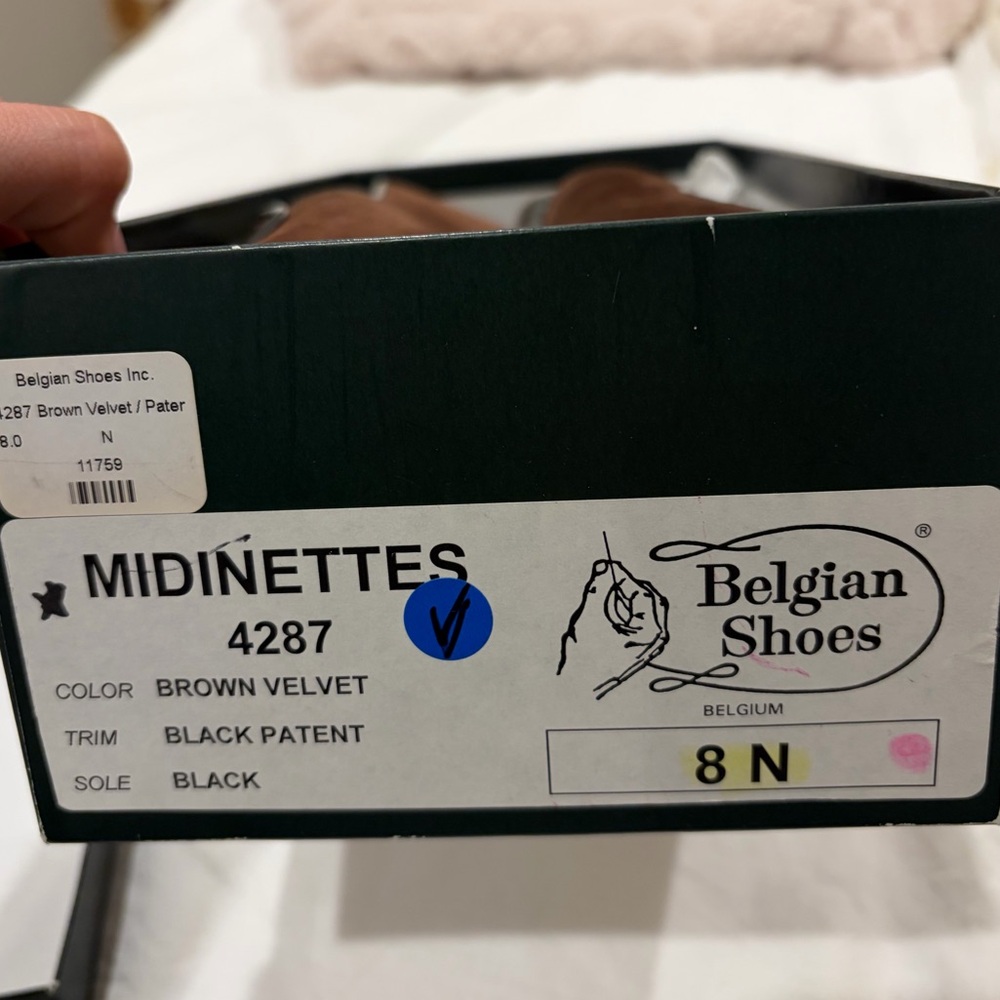 Belgian Shoes Midinette Slipper Brown Velvet Loafer - Picture 5 of 6